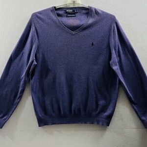 Polo Ralph Lauren Men’s V-Neck Sweater Purple Pima Cotton Size XL